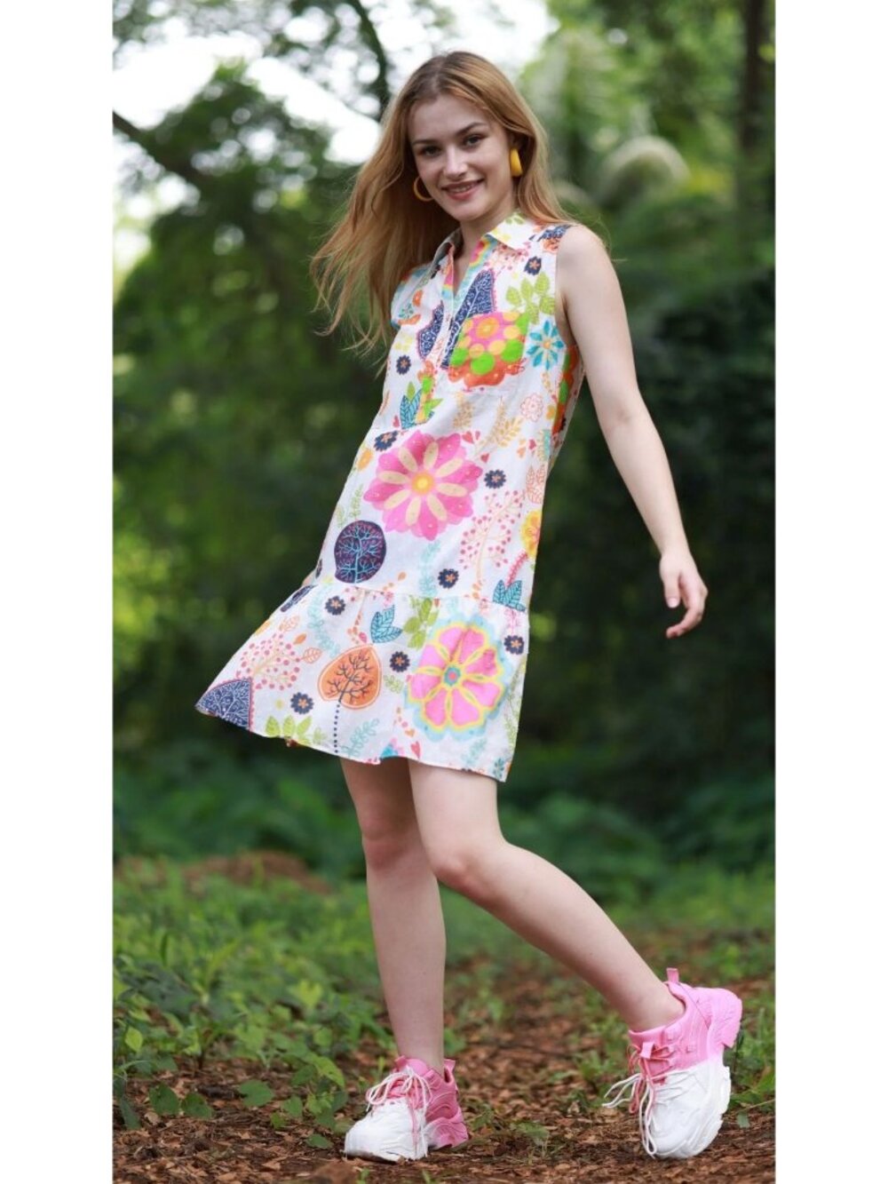 Maude Vivante Summer Garden Luna Dress Mini Colorful Sleeveless Medium